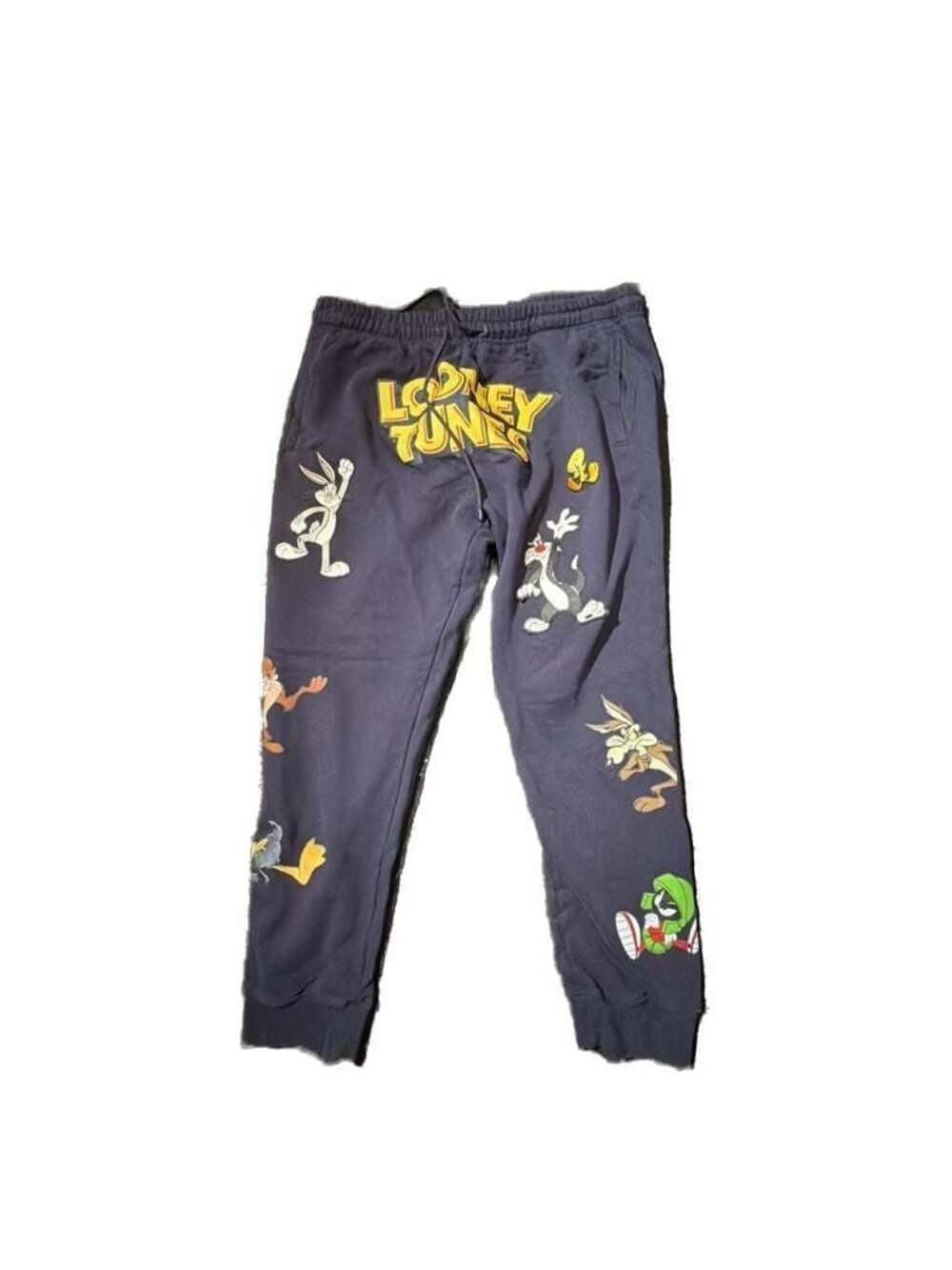 Looney Tunes Character Print Jogger Sweatpants Navy Blue Size XL